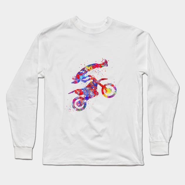 Motocross dirt bike Long Sleeve T-Shirt by RosaliArt